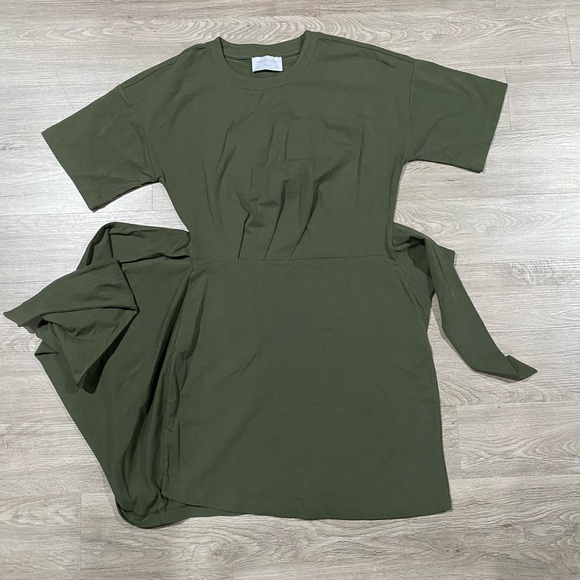 Modern Citizen Olive Green T-Shirt Wrap Skirt Dress Medium - Picture 5 of 6